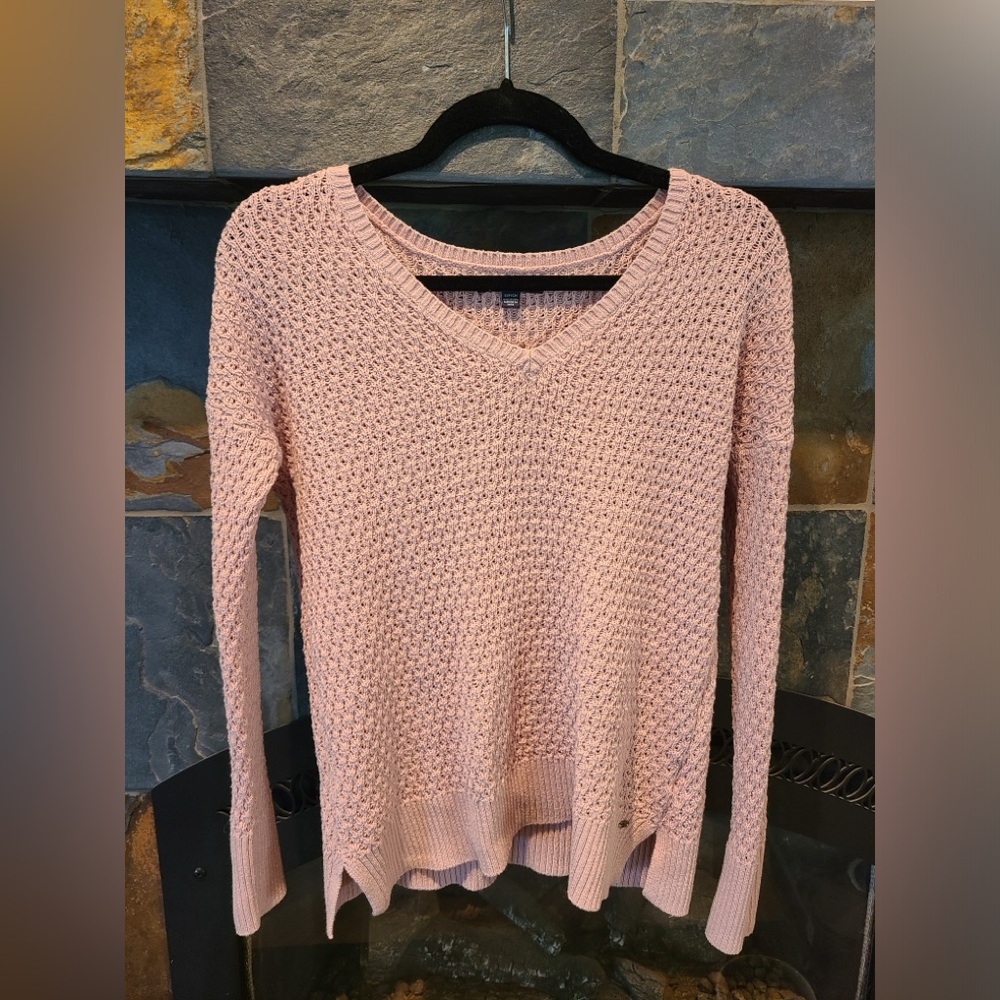 American Eagle Peachy Pink Knit V Neck Oversized Sweater size small
